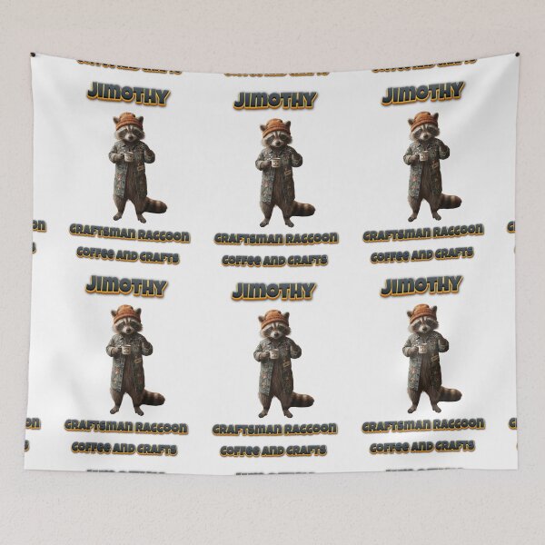Item preview, Jimothy Raccoon The Adventurous Raccoon Coffee Lover Cute Animal Sticker & T-Shirt Design designed and sold by Art Wave Studio.