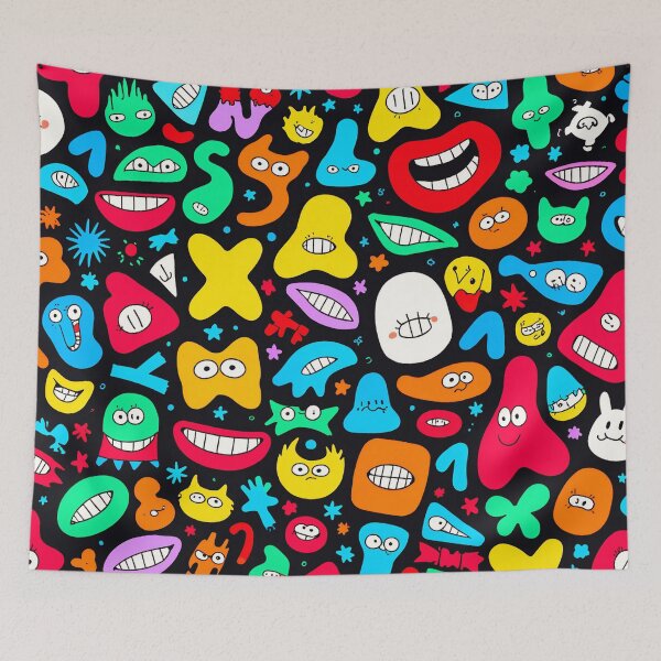 Item preview, Funny Colorful Monster Doodle Pattern – Cute Cartoon Characters for T-Shirts & Accessories designed and sold by IMuDesigner.