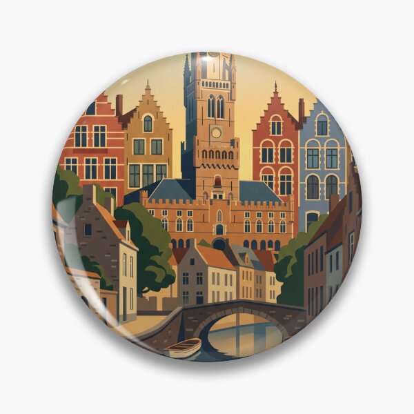Item preview, Bruges Belgium Vintage Travel Poster designed and sold by Bomax121.
