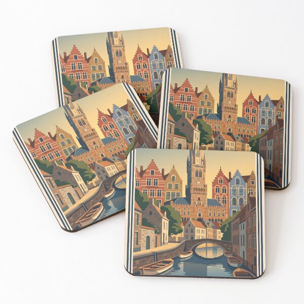 Item preview, Bruges Belgium Vintage Travel Poster designed and sold by Bomax121.