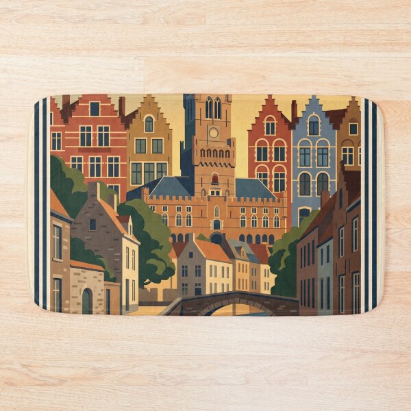 Item preview, Bruges Belgium Vintage Travel Poster designed and sold by Bomax121.