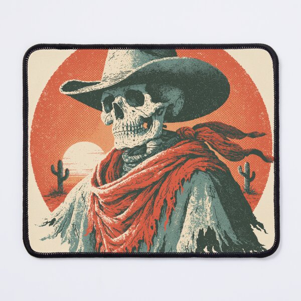 Item preview, Vintage Cowboy Skeleton — Retro Western Desert Sunset Skull designed and sold by FrostyFrisby.