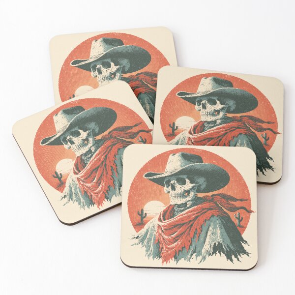 Item preview, Vintage Cowboy Skeleton — Retro Western Desert Sunset Skull designed and sold by FrostyFrisby.
