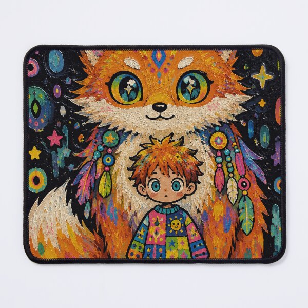 Item preview, Colorful Fox Spirit and Little Boy designed and sold by JarneVosskamp.