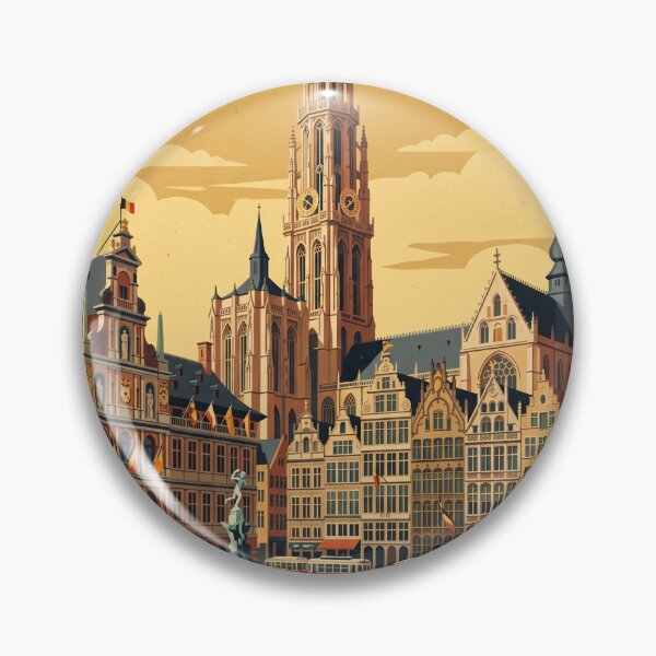 Item preview, Antwerp Belgium Vintage Travel Poster designed and sold by Bomax121.