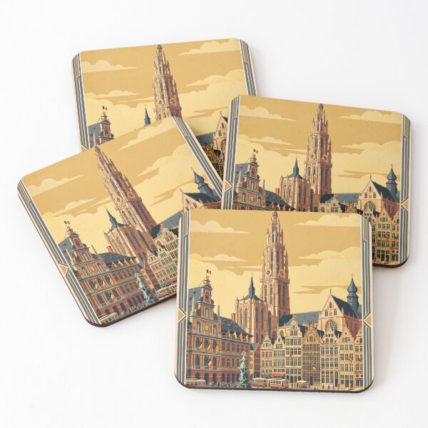 Item preview, Antwerp Belgium Vintage Travel Poster designed and sold by Bomax121.