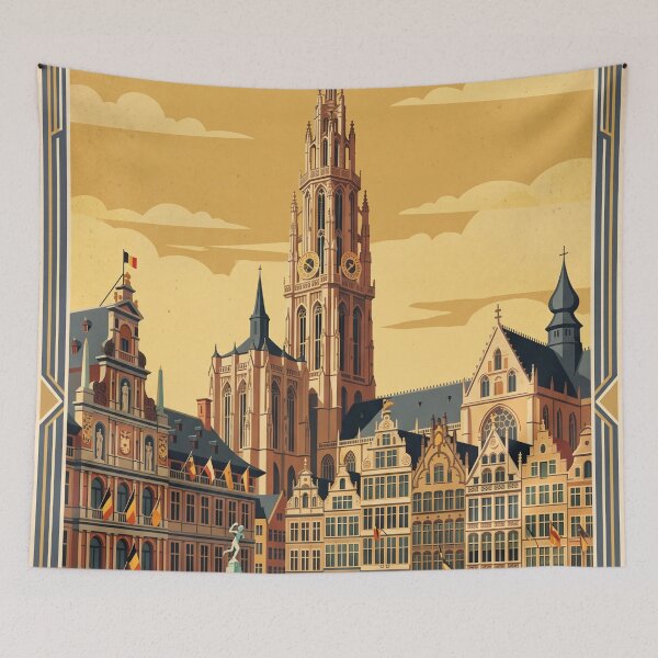 Item preview, Antwerp Belgium Vintage Travel Poster designed and sold by Bomax121.