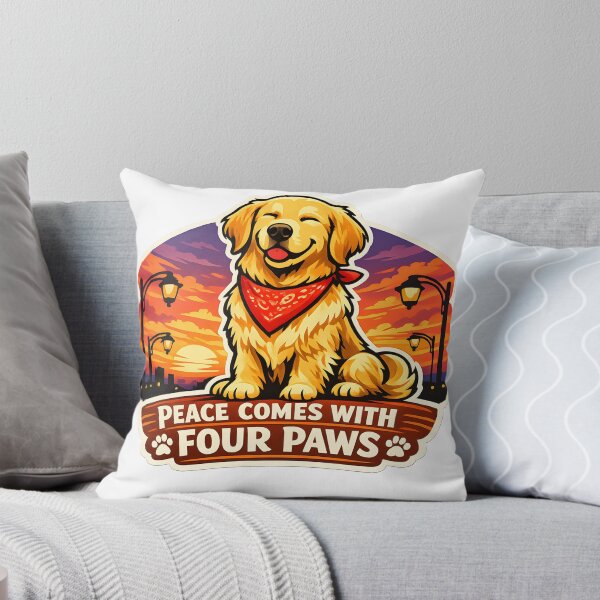 Item preview, Peace Comes With Four Paws – Golden Retriever City Sunset Design, Calm Dog Lover Shirt designed and sold by Sahil Randhawa.