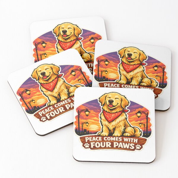 Item preview, Peace Comes With Four Paws – Golden Retriever City Sunset Design, Calm Dog Lover Shirt designed and sold by Sahil Randhawa.