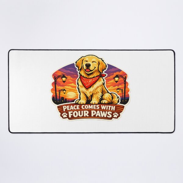 Item preview, Peace Comes With Four Paws – Golden Retriever City Sunset Design, Calm Dog Lover Shirt designed and sold by Sahil Randhawa.