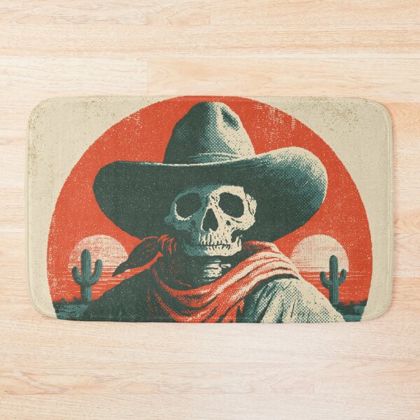 Item preview, Vintage Cowboy Skeleton — Retro Western Desert Sunset Skull designed and sold by FrostyFrisby.