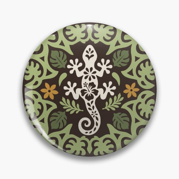 Item preview, Polynesian Gecko Tifaifai – Green Tropical Lizard Pattern designed and sold by Tahitifaifai.