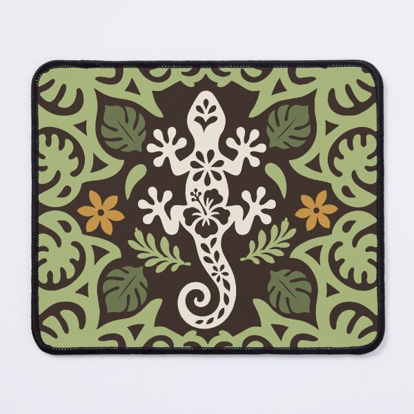 Item preview, Polynesian Gecko Tifaifai – Green Tropical Lizard Pattern designed and sold by CreaTahiti.