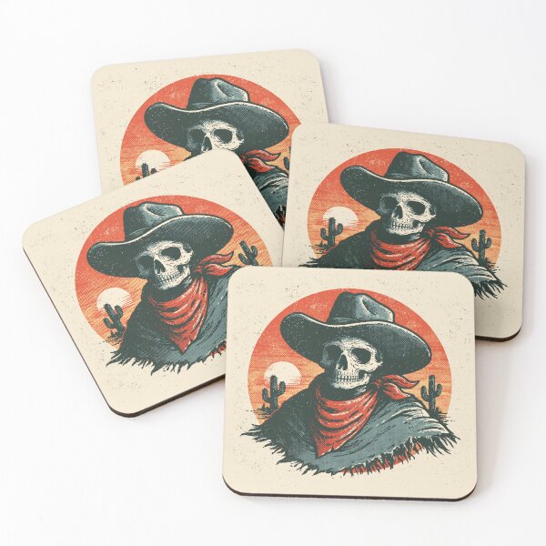 Item preview, Vintage Cowboy Skeleton — Retro Western Desert Sunset Skull designed and sold by FrostyFrisby.