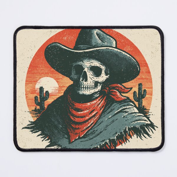 Item preview, Vintage Cowboy Skeleton — Retro Western Desert Sunset Skull designed and sold by FrostyFrisby.