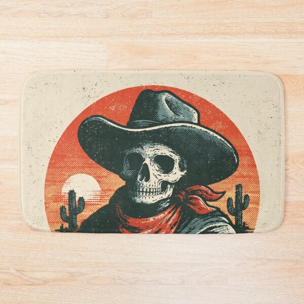 Item preview, Vintage Cowboy Skeleton — Retro Western Desert Sunset Skull designed and sold by FrostyFrisby.