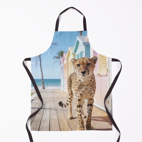 Item preview, Cheetah Beach Photography Colorful Beach Huts Coastal Summer Scene Wildlife Travel Photo Tropical Vacation Aesthetic designed and sold by Kzara Visual.
