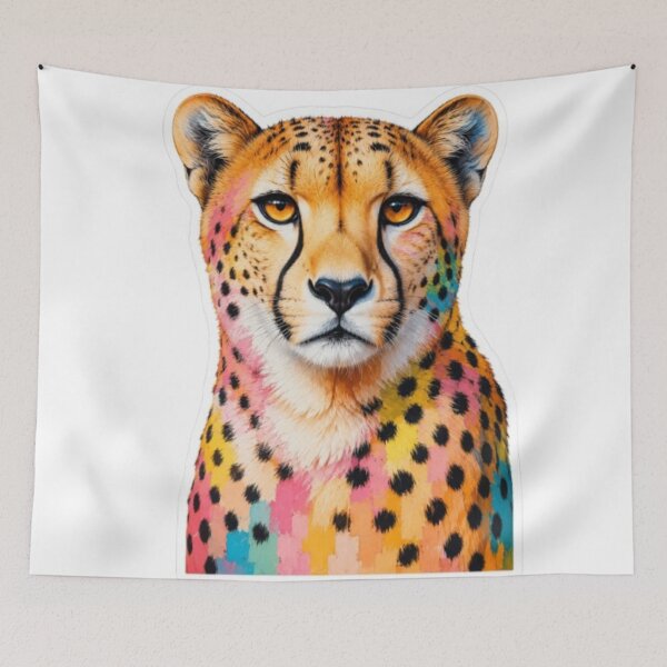 Item preview, Colorful Cheetah Sticker Art Portrait designed and sold by Snurly.
