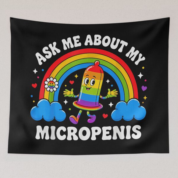 Item preview, Ask Me About My Micropenis Rainbow Funny Adult Humor Meme designed and sold by YubitaLeLe.