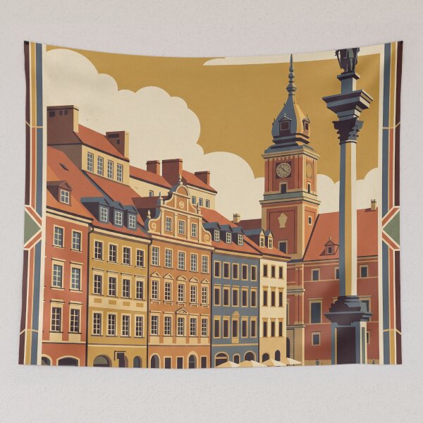 Item preview, Warsaw Poland Vintage Travel Poster designed and sold by Bomax121.
