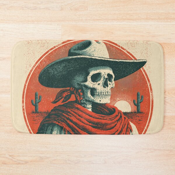 Item preview, Vintage Cowboy Skeleton — Retro Western Desert Sunset Skull designed and sold by FrostyFrisby.