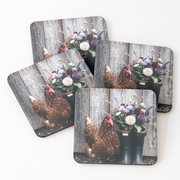 Item preview, Brown Chicken Photography Rustic Farmhouse Style Country Garden Flowers Backyard Hen Photo Cottage Farm Design designed and sold by Kzara Visual.