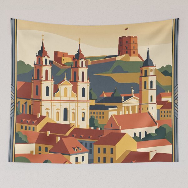 Item preview, Vilnius Lithuania Vintage Travel Poster designed and sold by Bomax121.