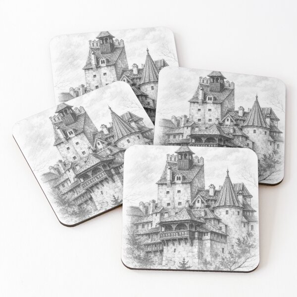 Item preview, Bran Castle Pencil Sketch - Gothic Dracula Fortress Art Print & Home Decor designed and sold by Bela Ambrus.