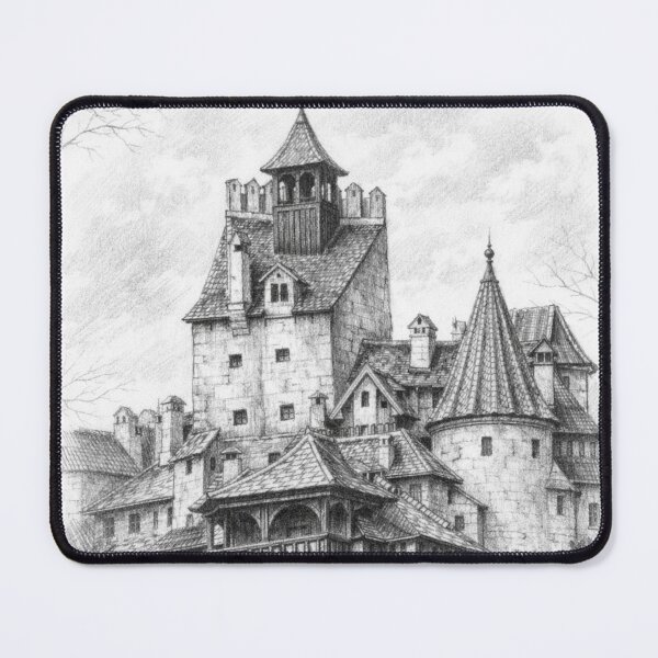 Item preview, Bran Castle Pencil Sketch - Gothic Dracula Fortress Art Print & Home Decor designed and sold by Bela Ambrus.