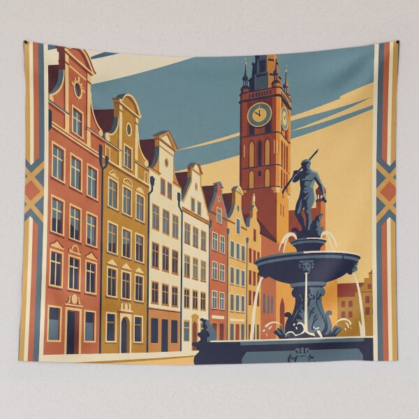 Item preview, Gdansk Poland Vintage Travel Poster designed and sold by Bomax121.