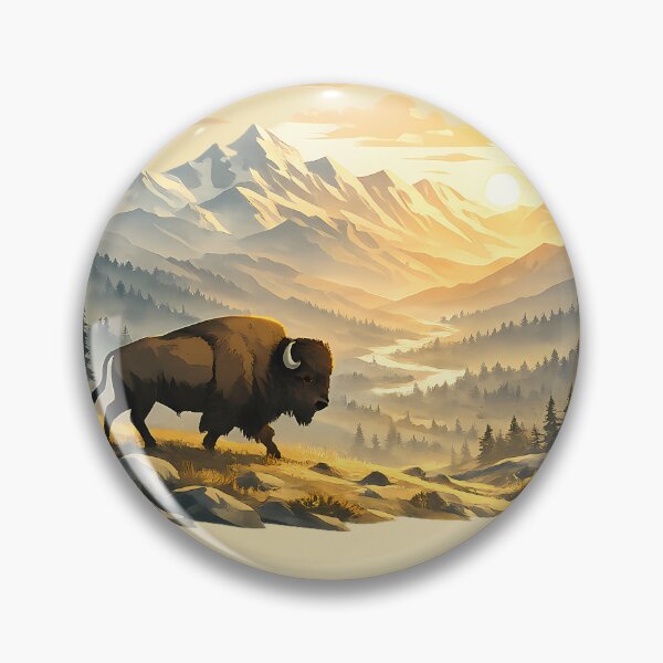 Artikelvorschau, Majestätische Bisons im Alpine Sunrise Valley entworfen und verkauft von Ambroa Stuff.