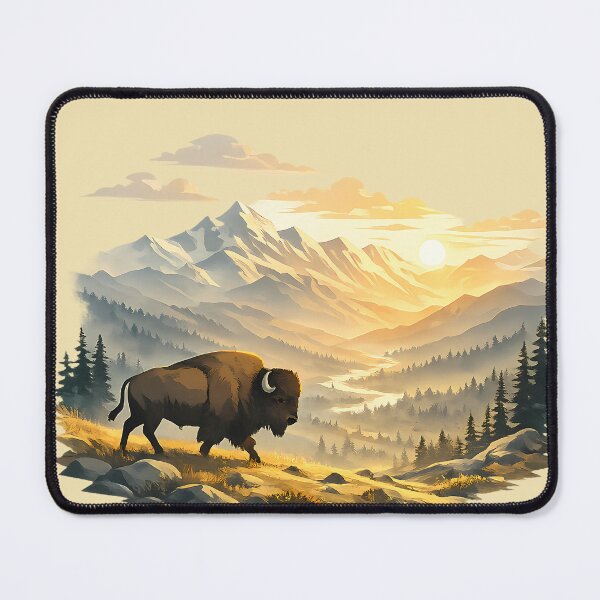 Artikelvorschau, Majestätische Bisons im Alpine Sunrise Valley entworfen und verkauft von Ambroa Stuff.