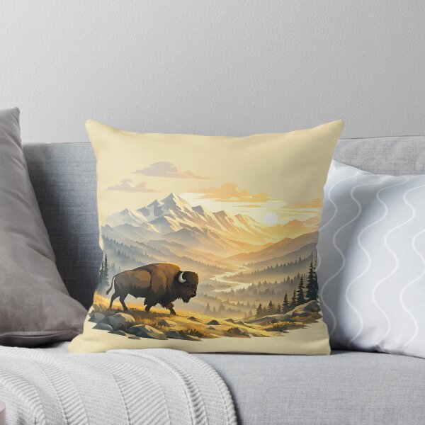 Item preview, Majestic Bison in Alpine Sunrise Valley designed and sold by Ambroa Stuff.