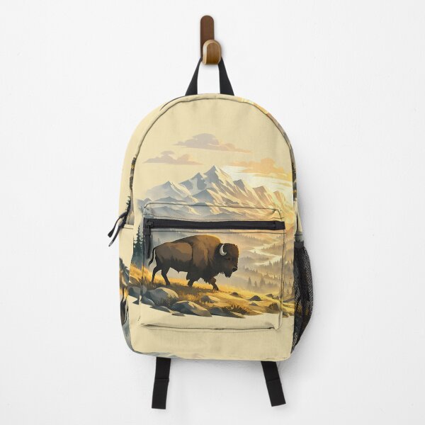 Item preview, Majestic Bison in Alpine Sunrise Valley designed and sold by Ambroa Stuff.