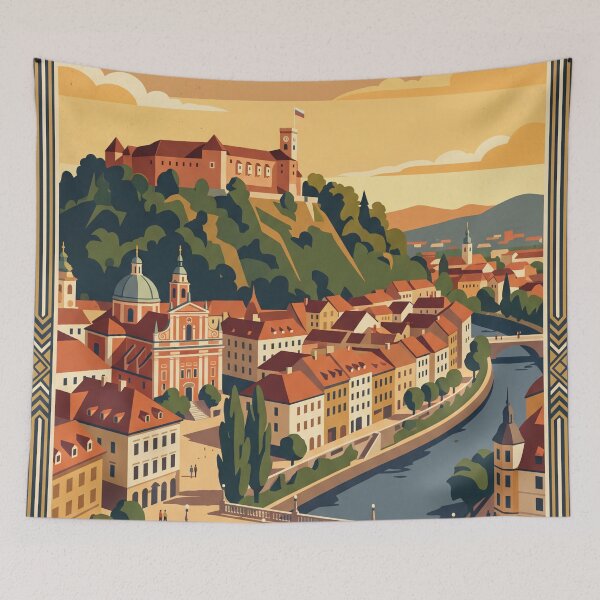Item preview, Ljubljana Slovenia Vintage Travel Poster designed and sold by Bomax121.