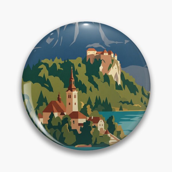 Item preview, Lake Bled Slovenia Vintage Travel Poster designed and sold by Bomax121.