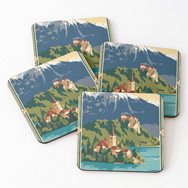 Item preview, Lake Bled Slovenia Vintage Travel Poster designed and sold by Bomax121.