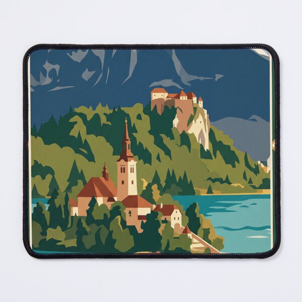 Item preview, Lake Bled Slovenia Vintage Travel Poster designed and sold by Bomax121.