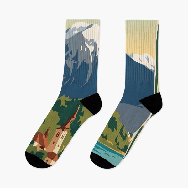 Item preview, Lake Bled Slovenia Vintage Travel Poster designed and sold by Bomax121.