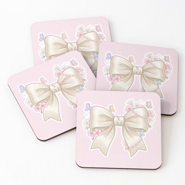 Item preview, Cute Coquette Cream Bow Sticker with Cherry Blossoms, Pearls & Butterflies - Kawaii Sakura Floral Design designed and sold by ethnicdigital.