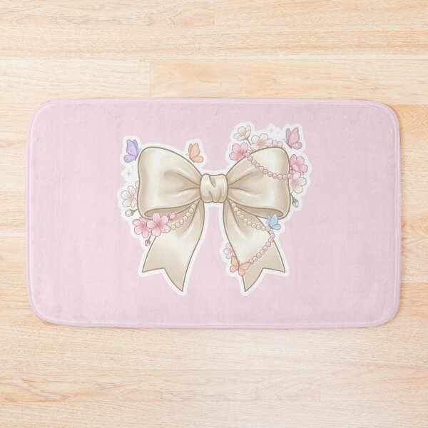 Item preview, Cute Coquette Cream Bow Sticker with Cherry Blossoms, Pearls & Butterflies - Kawaii Sakura Floral Design designed and sold by ethnicdigital.