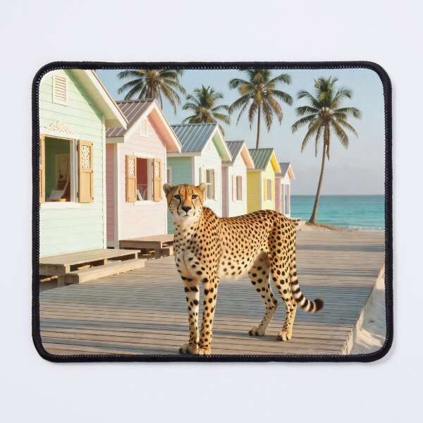 Item preview, Cheetah Beach Photography Tropical Island Scene Colorful Beach Huts Coastal Vacation Photo Summer Travel Design designed and sold by Kzara Visual.