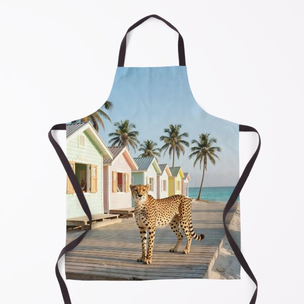 Item preview, Cheetah Beach Photography Tropical Island Scene Colorful Beach Huts Coastal Vacation Photo Summer Travel Design designed and sold by Kzara Visual.