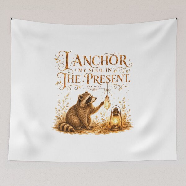 Item preview, I Anchor My Soul In The Present Vintage Raccoon Grounding designed and sold by AQUILAKREO.