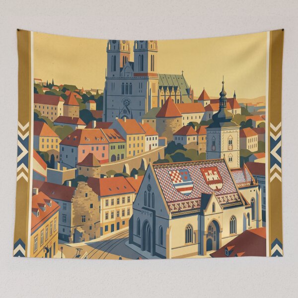 Item preview, Zagreb Croatia Vintage Travel Poster designed and sold by Bomax121.