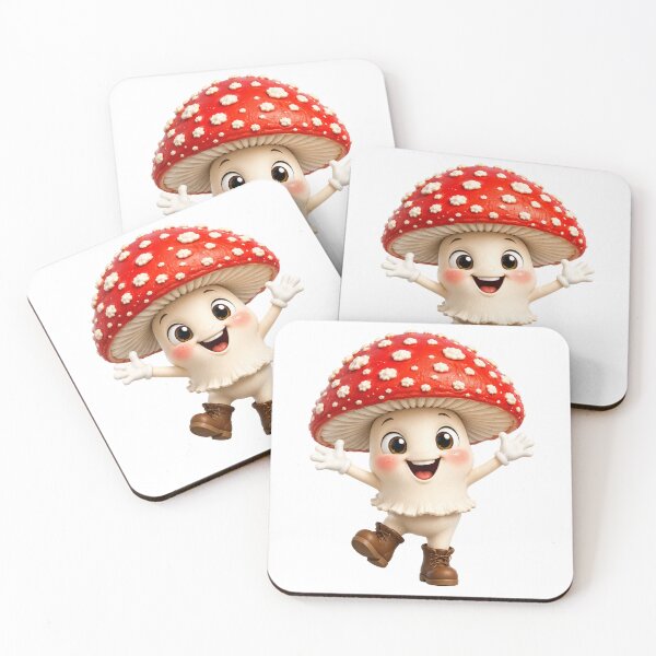 Item preview, Feliz hongo Amanita muscaria Lindo personaje de hongo del bosque Kawaii Adorable pegatina de seta de dibujos animados designed and sold by RoPrincess.