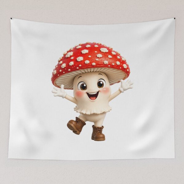 Item preview, Happy Fly Agaric Mushroom Cute Kawaii Forest Mushroom Character Adorable Toadstool Cartoon Sticker designed and sold by RoPrincess.