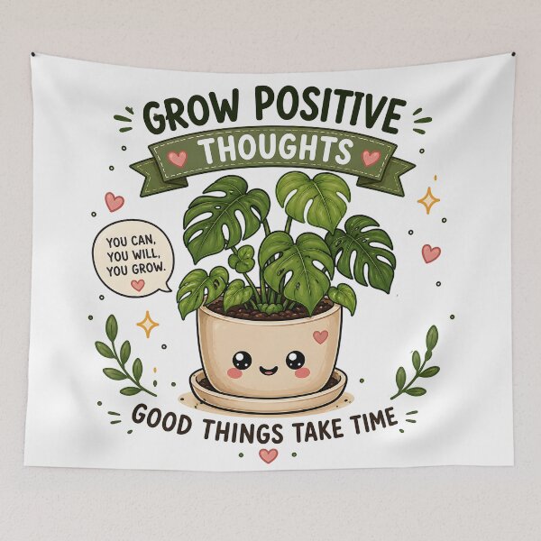 Item preview, Grow Positive Thoughts | Cute Kawaii Monstera Plant Sticker | Motivational Plant Lover Gift designed and sold by PLANT LOVER'S PARADISE.