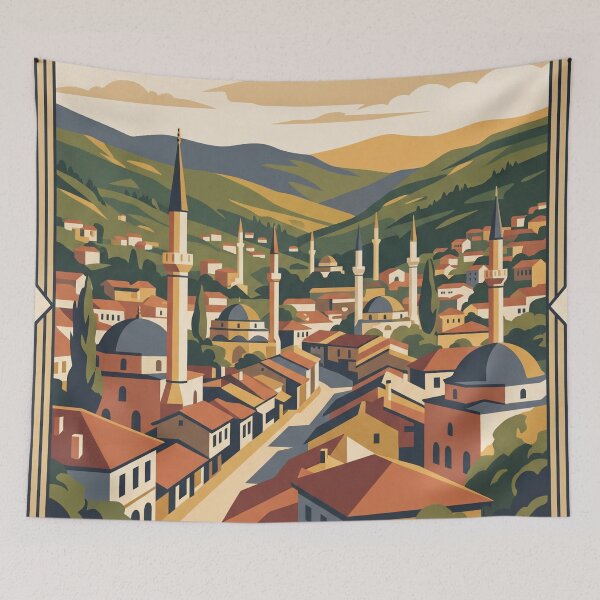 Item preview, Sarajevo Bosnia Vintage Travel Poster designed and sold by Bomax121.
