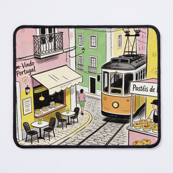 Item preview, Portugal Travel Illustration Lisbon Tram Street Pastel City Architecture Portuguese Food Artwork European Vacation Design designed and sold by Kzara Visual.